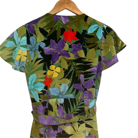 Mango tropical Floral Print Wrap midi Dress size M like new condition - Picture 10 of 12